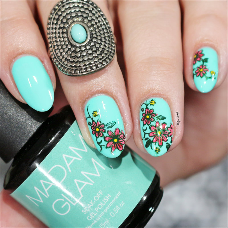 turquoise with #black and #coral #polkadots #nails #nailart | Teal nails, Turquoise  nails, Aqua nails